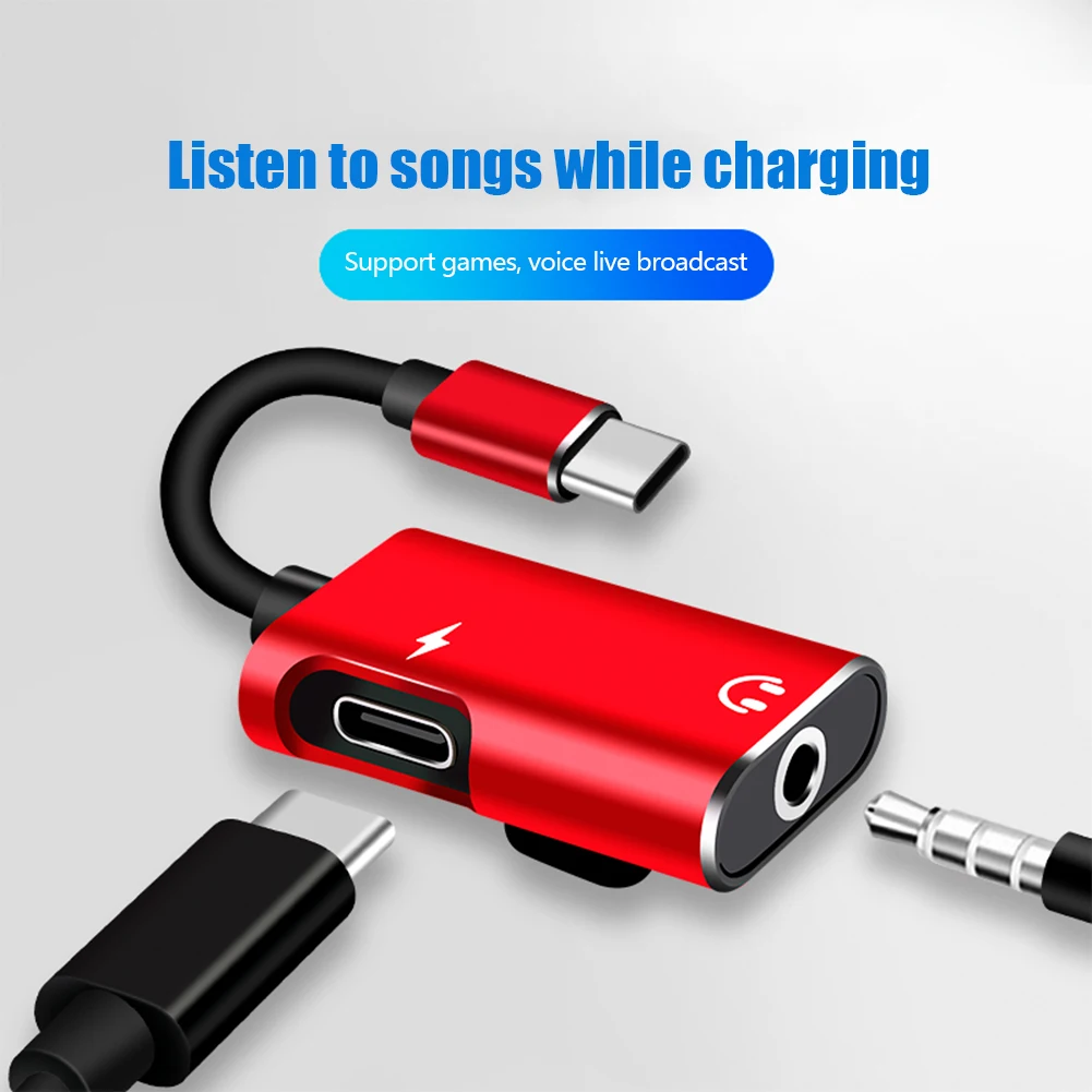Earphone Splitter Jack - Adaptador 2 en 1 USB-C a