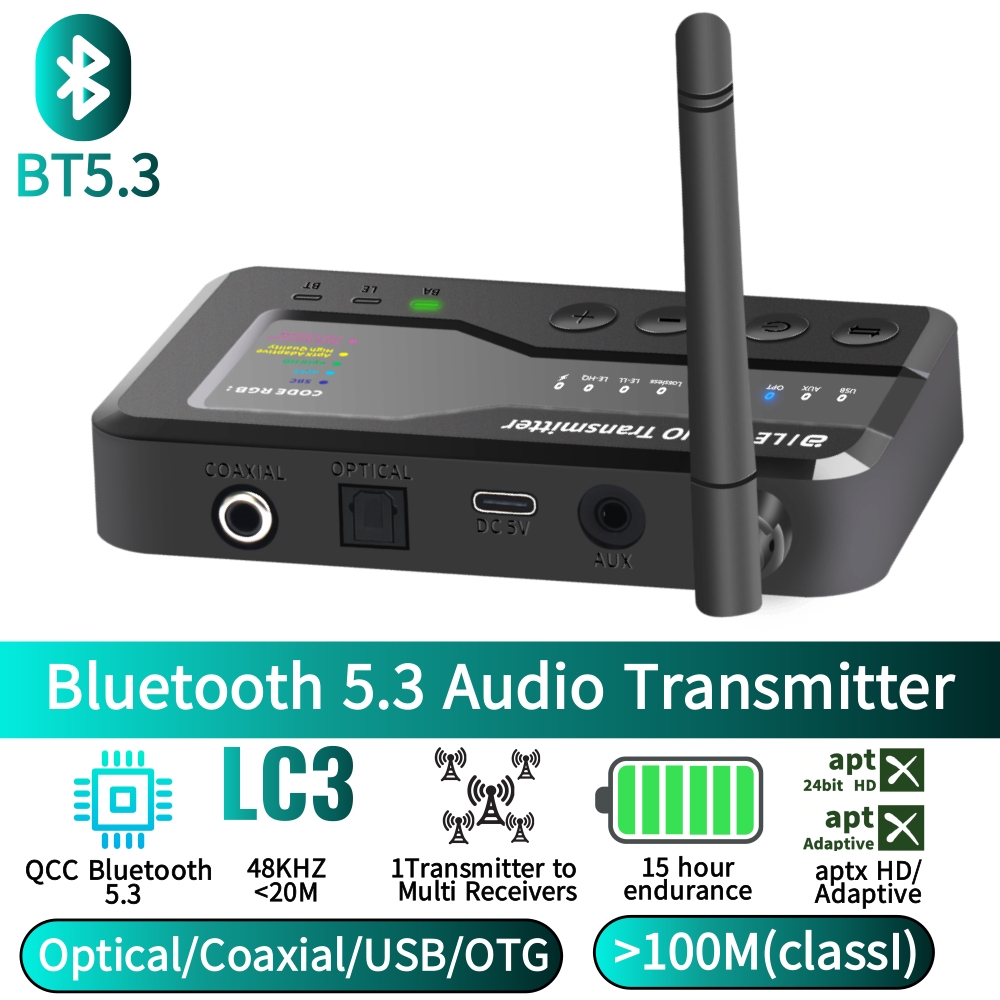 Bluetooth Adapter Receiver - Transmisor de Audio Bluetooth 5.3, Distancia