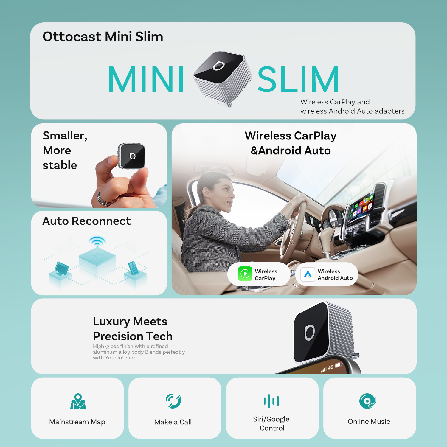 Ottocast Mini Slim Wireless Ca - Bluetooth Adapter Receiver reseña y precio